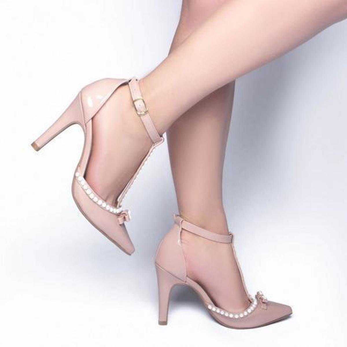 Salto Grosso Sapato Rosa Noiva Sapatos Femininos Scarpin Week