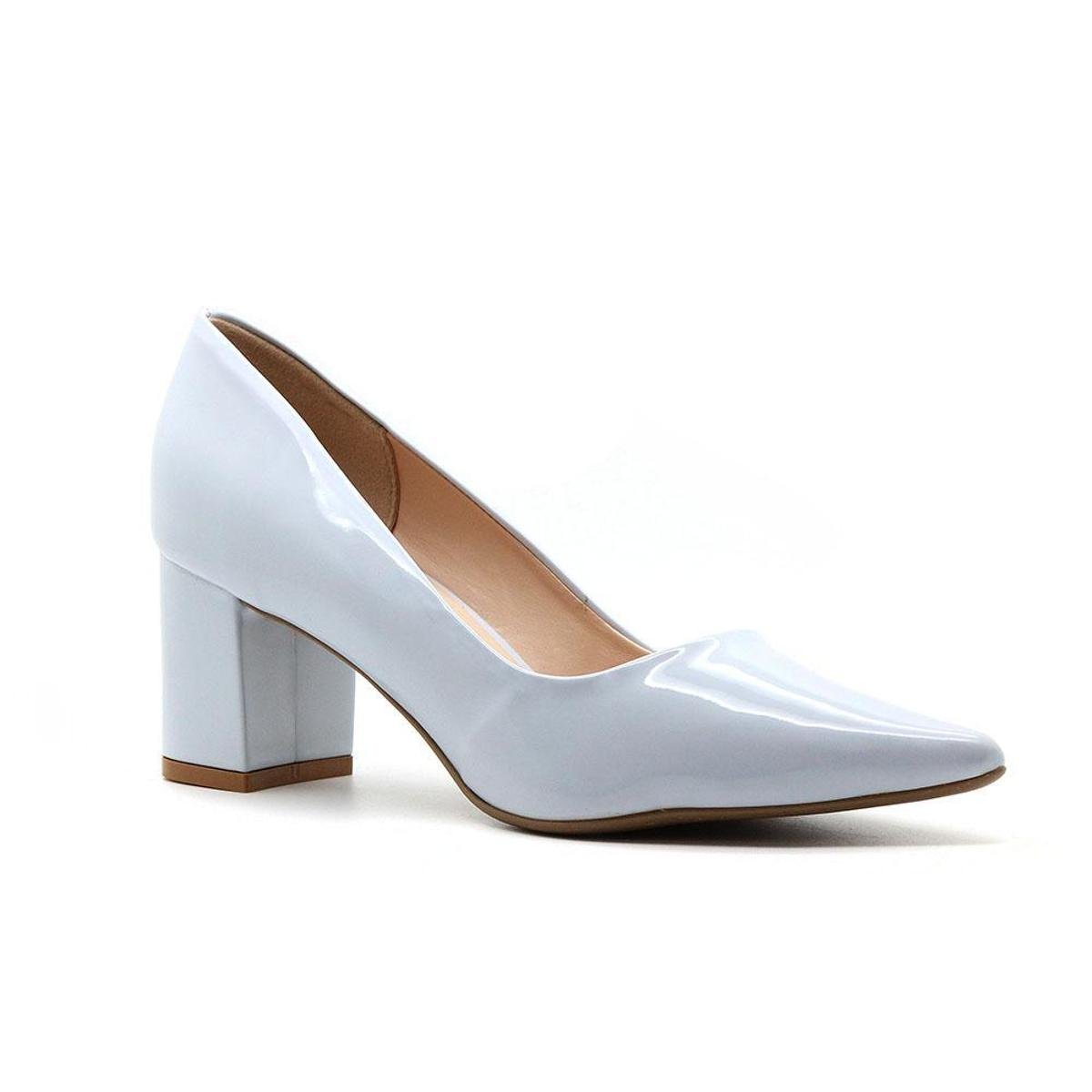 Scarpin Royalz Verniz Salto Grosso Baixo Penélope Feminina - Azul Piscina |  Zattini