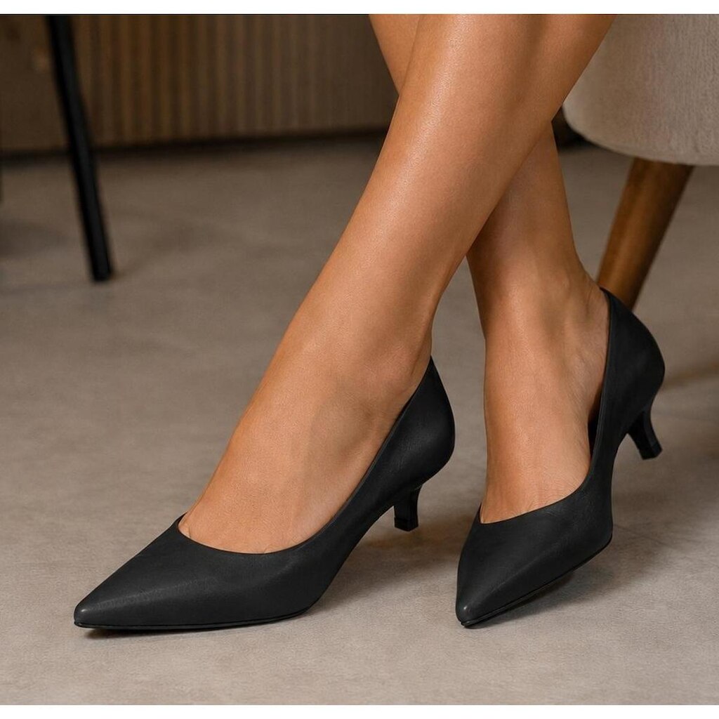 Scarpin Salto Baixo Fino 4 cm Kitten Heel Sapato Feminino