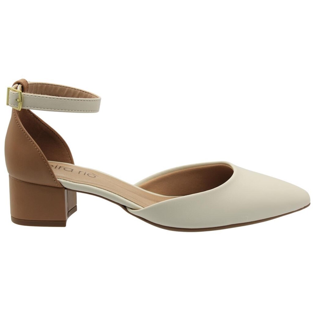 Scarpin Salto Bloco Beira Rio Tira Fivela Feminino