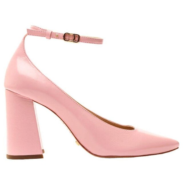 Scarpin Salto Bloco em Couro Candy / Rosa Cecconello