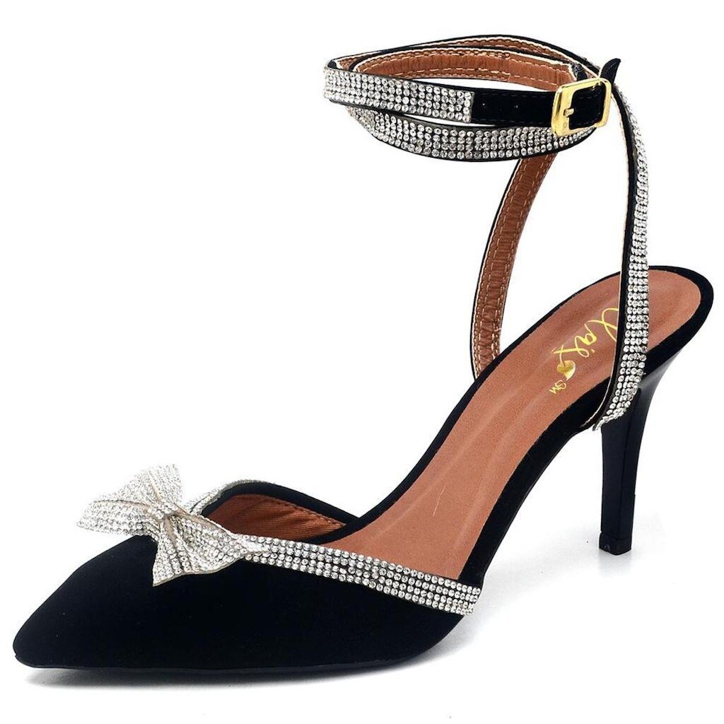 Scarpin Salto Médio com Strass Nobuck Ella's