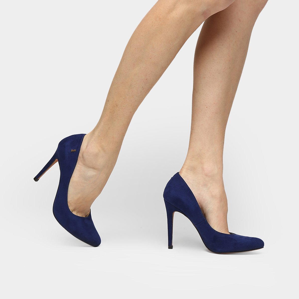 scarpin azul bico redondo