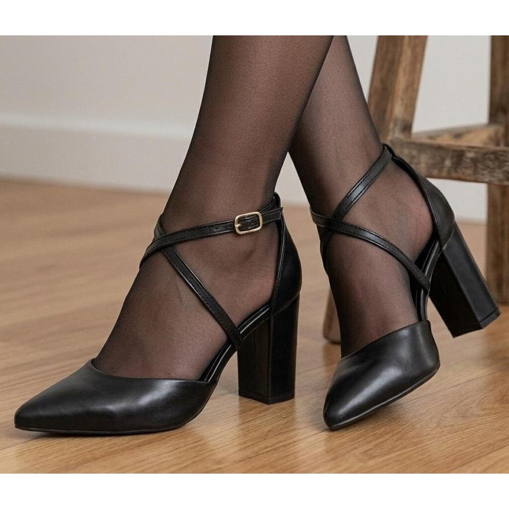 Scarpin Sapato Feminino Salto Alto Bloco 8cm Napa Confortável Elegante