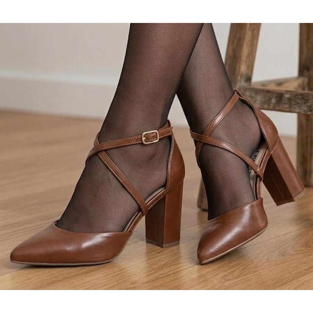 Scarpin Sapato Feminino Salto Alto Bloco 8cm Napa Confortável Elegante