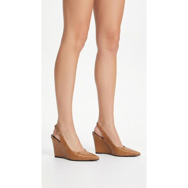 Scarpin Sapato Slingback Anabela Salto Alto 9cm Bico Fino