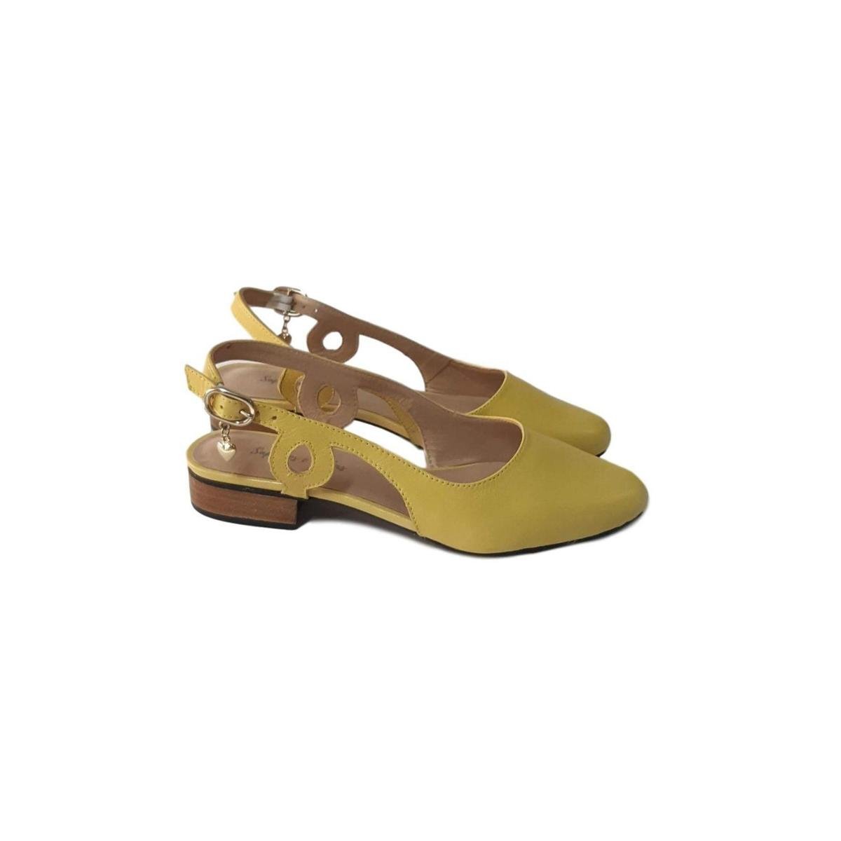 Scarpin Sapatos e Botas Slingback Couro Feminino - Amarelo | Zattini
