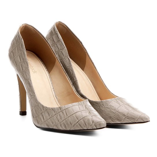 Scarpin Shoestock Croco - Bege