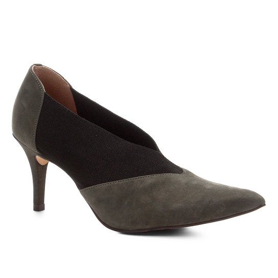 Scarpin Shoestock High Vamp Nobuck Elástico - Verde