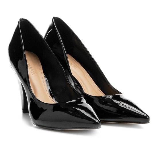 Scarpin Shoestock Salto Alto Cone - Preto