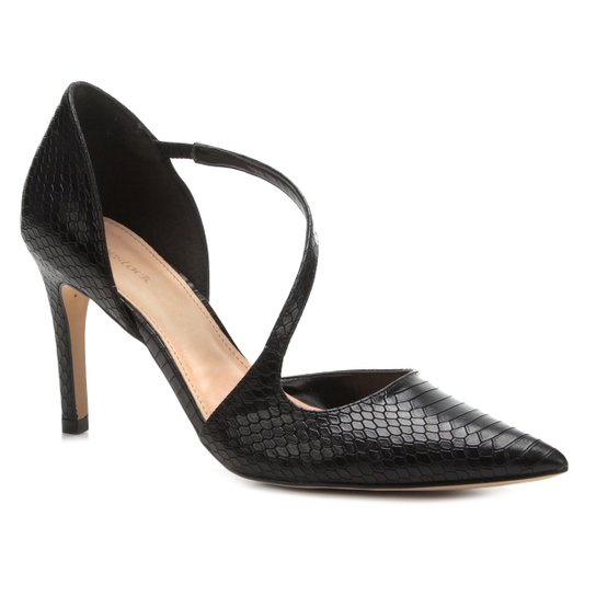 Scarpin Shoestock Salto Alto Snake - Preto