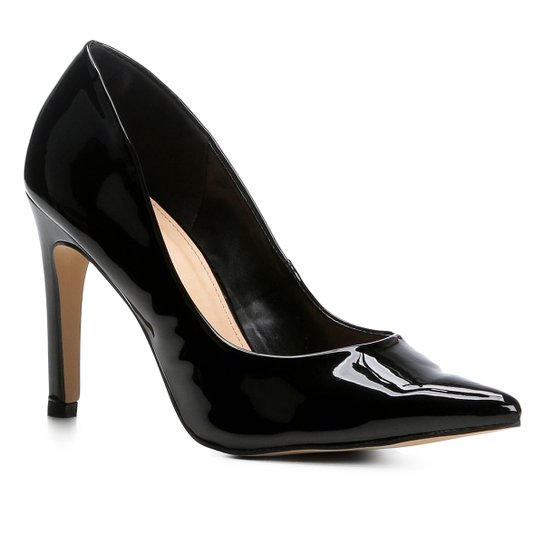 Scarpin Shoestock Salto Alto Verniz - Preto