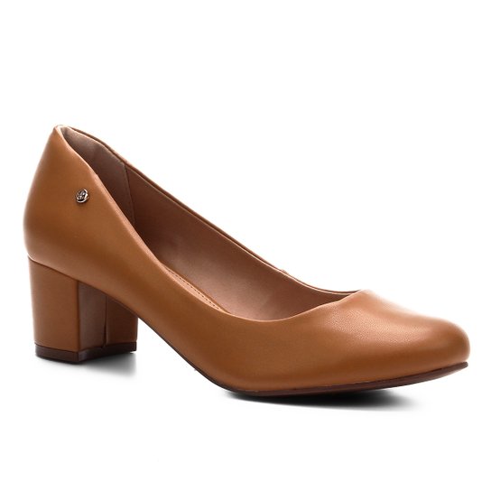Scarpin Shoestock Salto Bloco - Castanha
