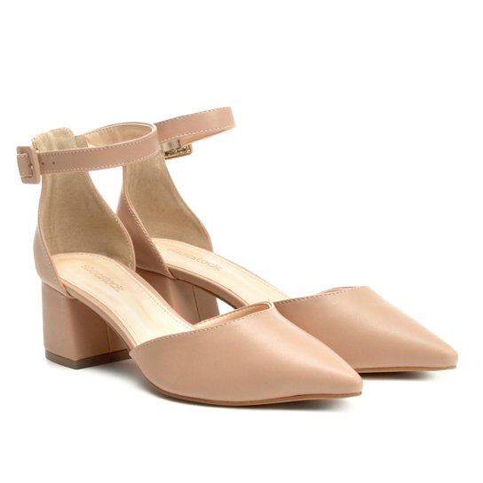 Scarpin Shoestock Salto Médio Bico Fino - Nude
