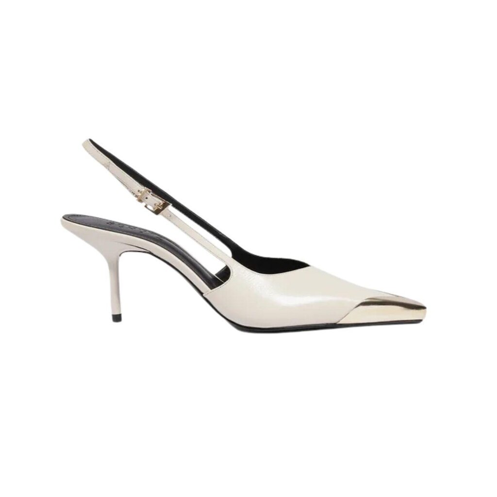 Scarpin Slingback Biqueira de Metal Couro Lançamento Schutz