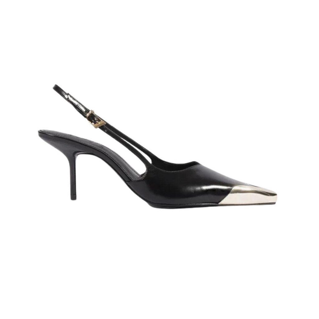 Scarpin Slingback Biqueira de Metal Couro Lançamento Schutz