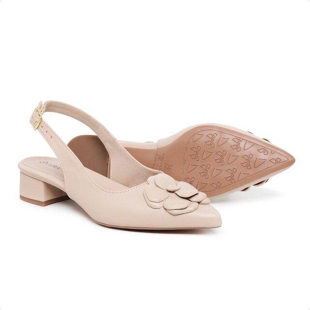 Scarpin Slingback Flor Leruchel Bico Fino Sisal