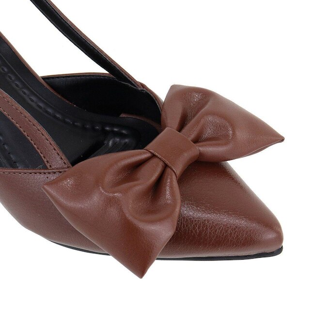 Scarpin Slingback Leruchel Laco Bico Fino Cacau