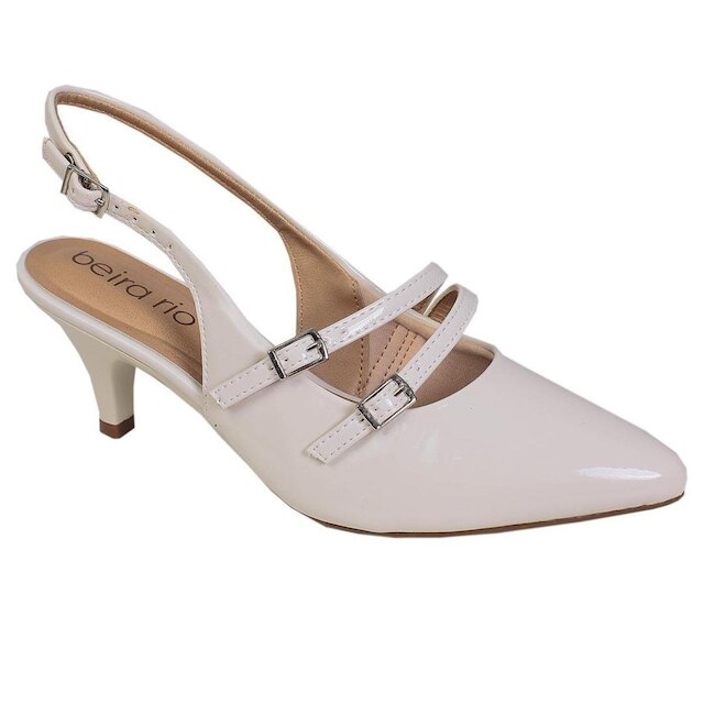 Scarpin Slingback Verniz Fem Salto Baixo Beira Rio 40761315