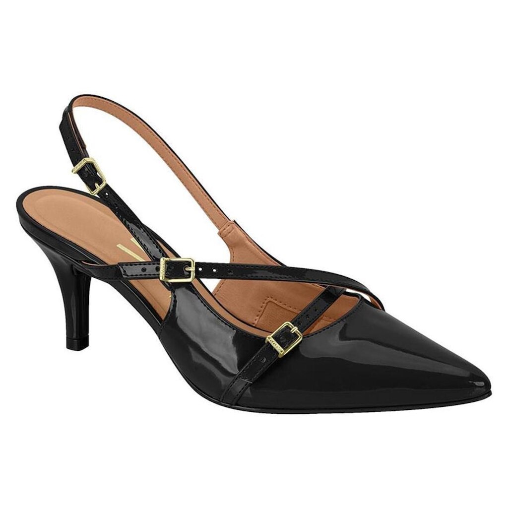 Scarpin Slingback Verniz Fem Salto Baixo Beira Rio 40761315