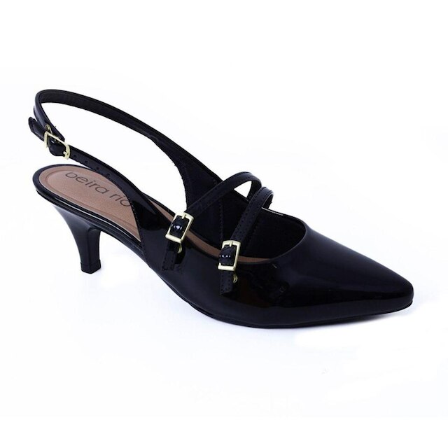 Scarpin Slingback Verniz Fem Salto Baixo Beira Rio 40761315