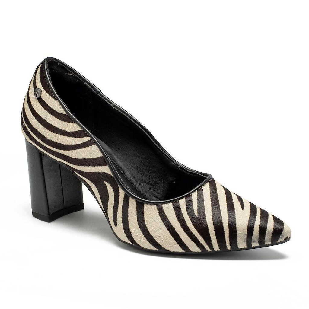 Scarpin Tanara de Salto Bloco Em Couro Animal Print Feminino T9064