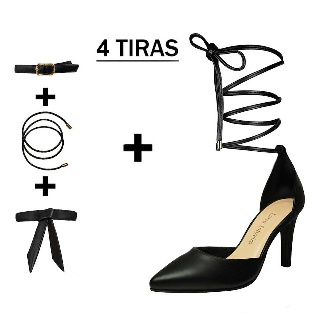 Scarpin Troca Tira Salto Alto Fino Luiza Sobreira Preto