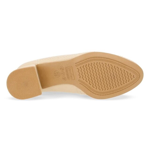 Scarpin Usaflex Feminino Couro Salto Bloco Furos Casual UC0101