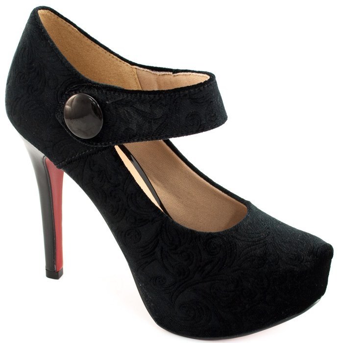 sapato de veludo preto