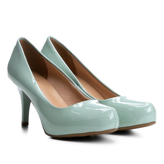 Scarpin Verniz Ala Meia Pata - Verde claro