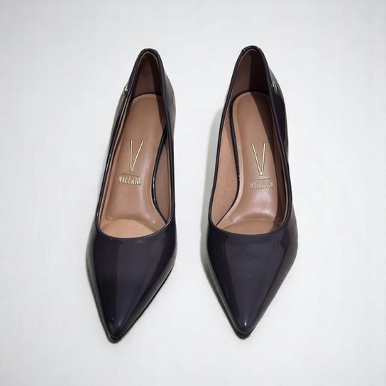 Scarpin Verniz Salto Fino 7,5cm Feminino Vizzano Preto