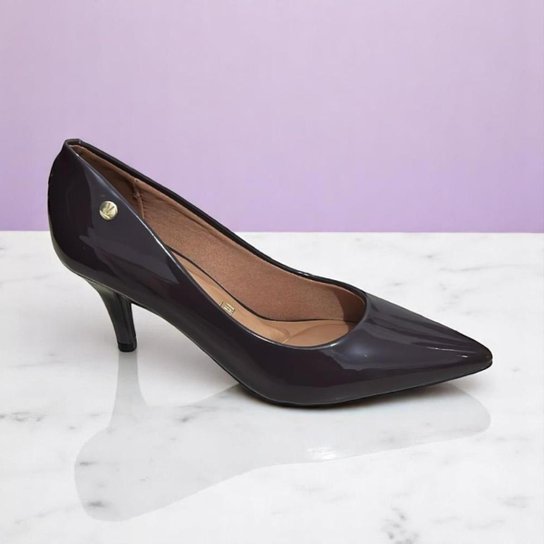 Scarpin Verniz Salto Fino 7,5cm Feminino Vizzano Preto