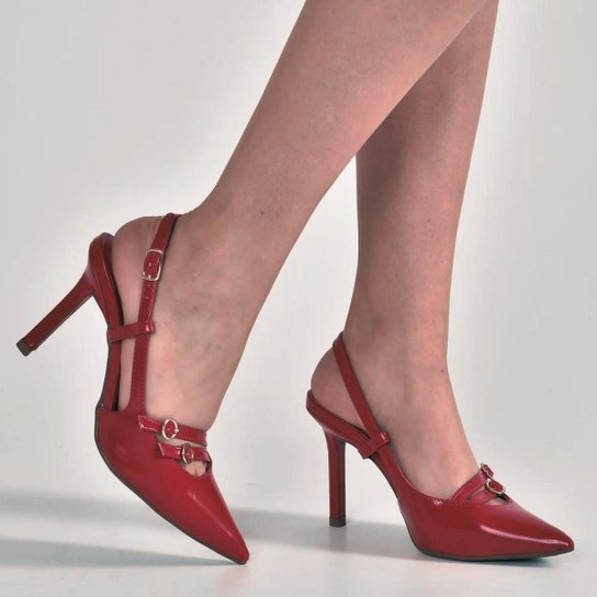 Scarpin Via Marte Feminino Verniz 044-007 Carmim