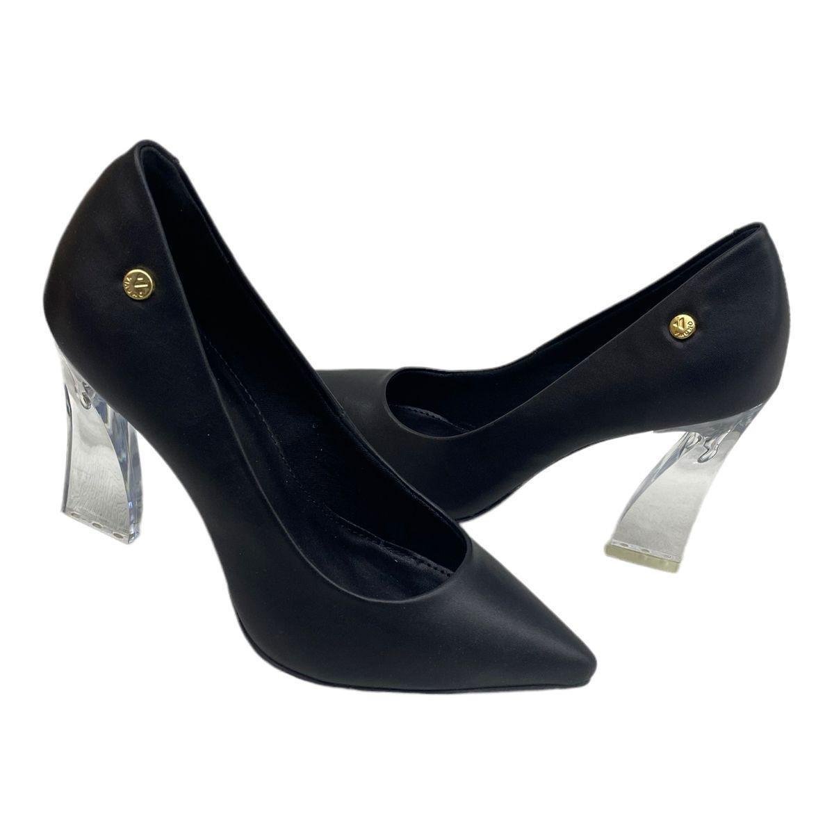 Scarpin Salto Fino Sapato Preto Transparente Sapato Social