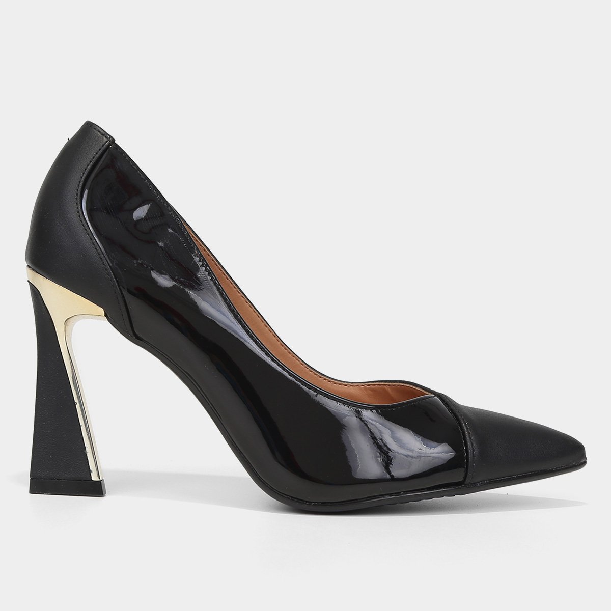 Salto Vizzano Sapato Vizzano Preto Com Dourado Sapato Dourado