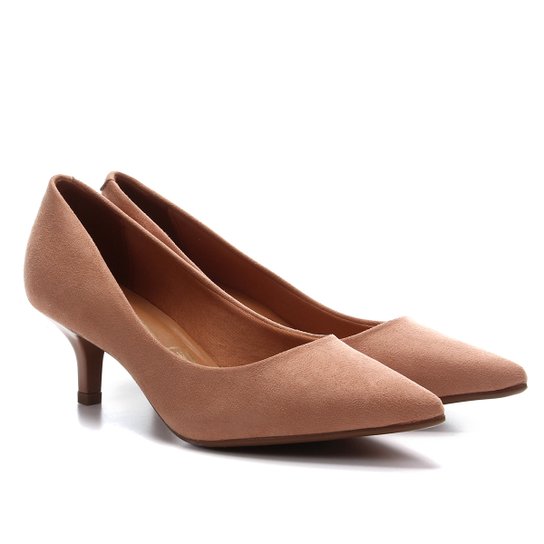 Scarpin Vizzano Bico Fino Salto Baixo Feminino - Nude