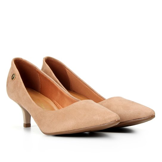 Scarpin Vizzano Bico Fino Salto Baixo Feminino - Bege