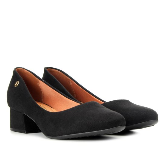 Scarpin Vizzano Bico Redondo Salto Baixo - Preto