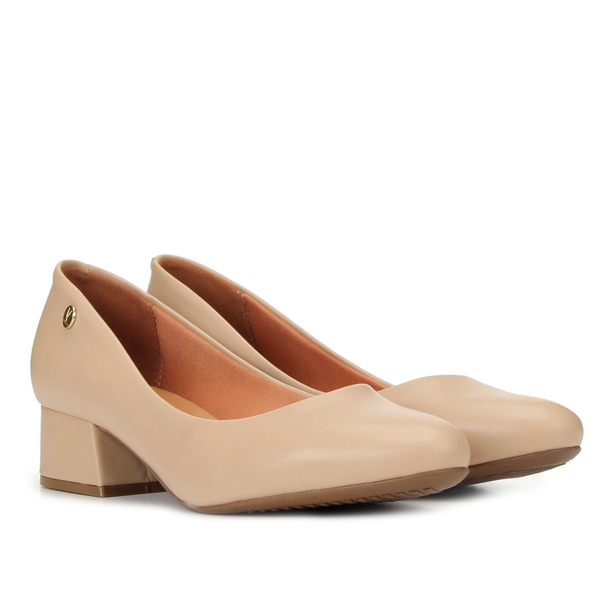 Scarpin Vizzano Boneca Bico Redondo Salto Baixo - Bege Menor preço em Scarpin Vizzano Boneca Bico Redondo Salto Baixo - Bege