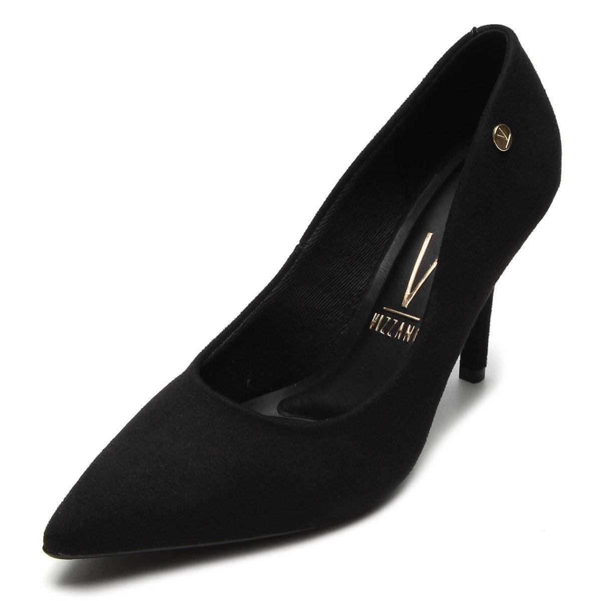 Scarpin Vizzano Camurça Salto Alto Feminino - Preto - 34 - Preto Menor preço em Scarpin Vizzano Camurça Salto Alto Feminino - Preto - 34 - Preto