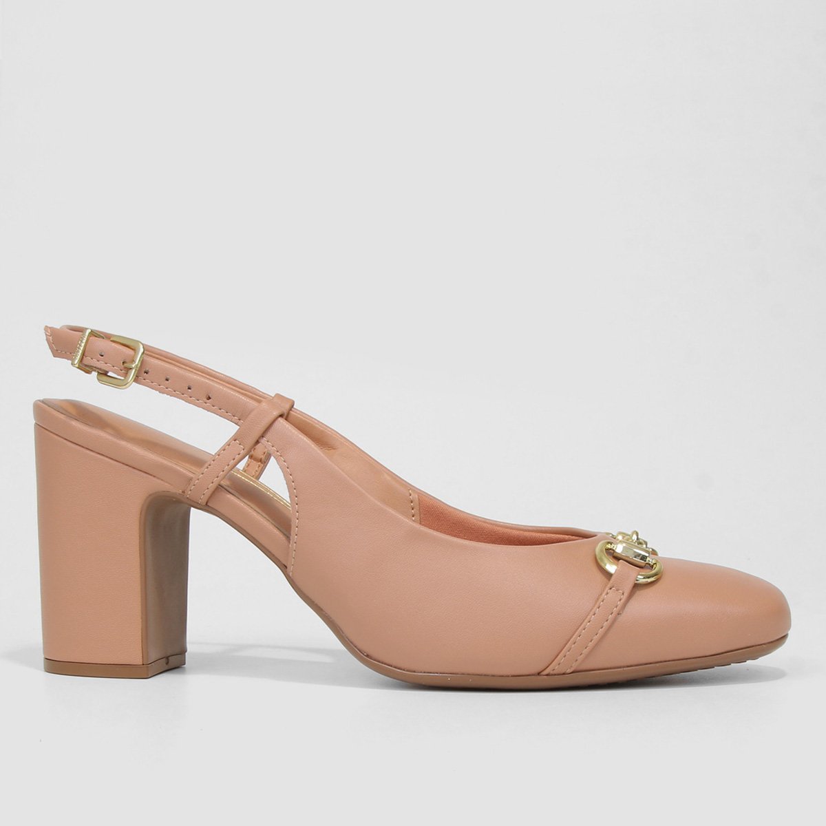 Scarpin Vizzano Chanel Salto Grosso Feminino - Nude Menor preço em Scarpin Vizzano Chanel Salto Grosso Feminino - Nude