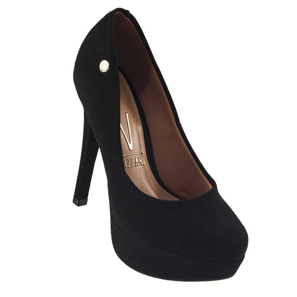 scarpin meia pata vizzano em camurça preto