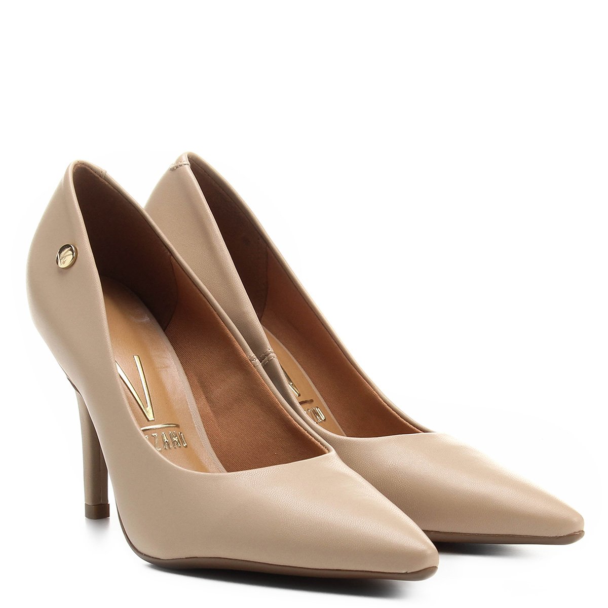 Scarpin Vizzano Salto Alto Liso - Bege | Zattini