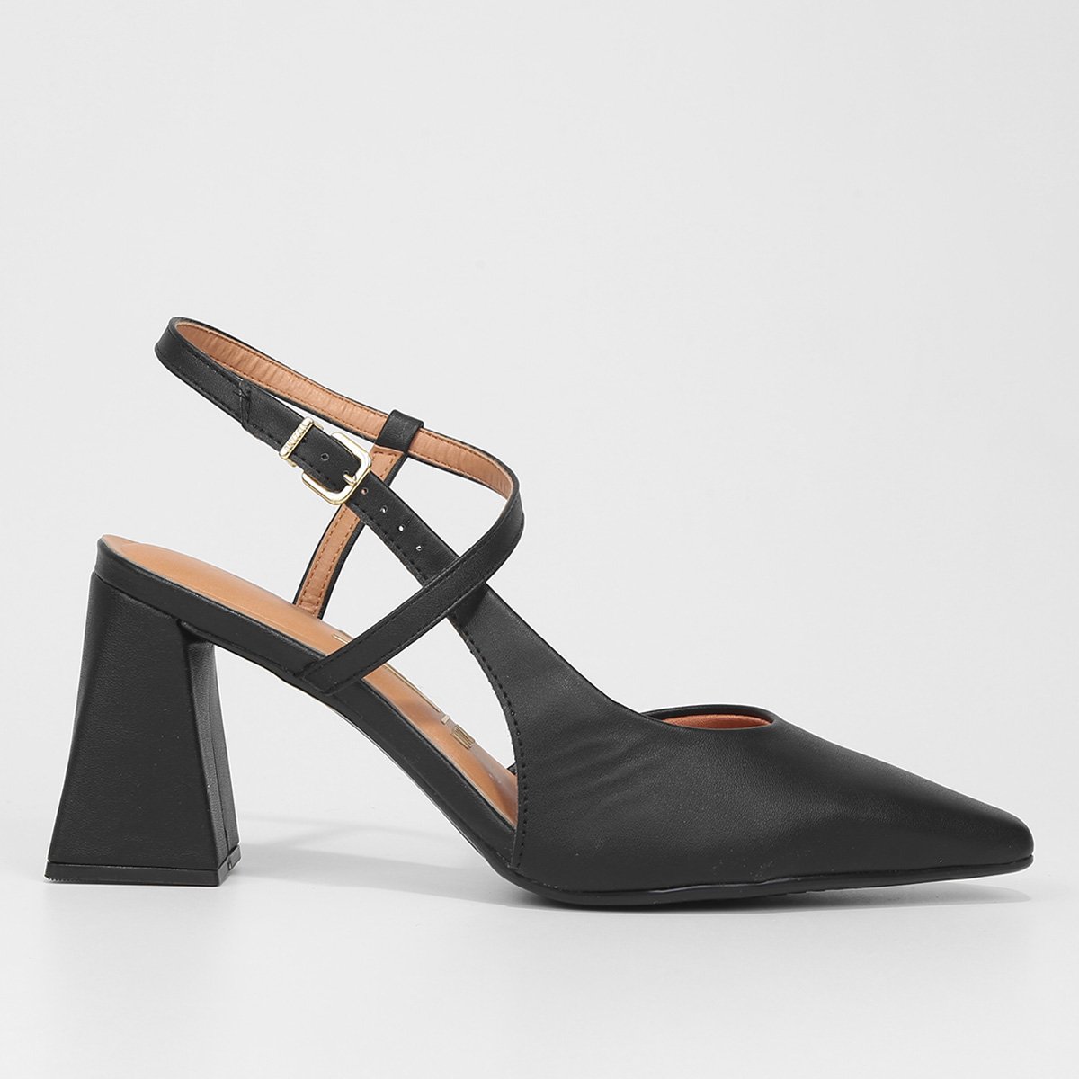 Scarpin Vizzano Salto Bloco Bico Fino - Preto Menor preço em Scarpin Vizzano Salto Bloco Bico Fino - Preto