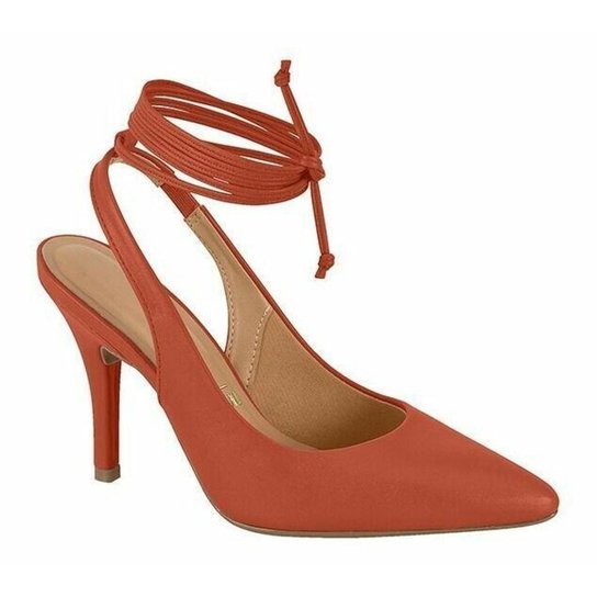 Scarpin Vizzano Salto Fino De Amarrar Telha Laranja-escuro 39