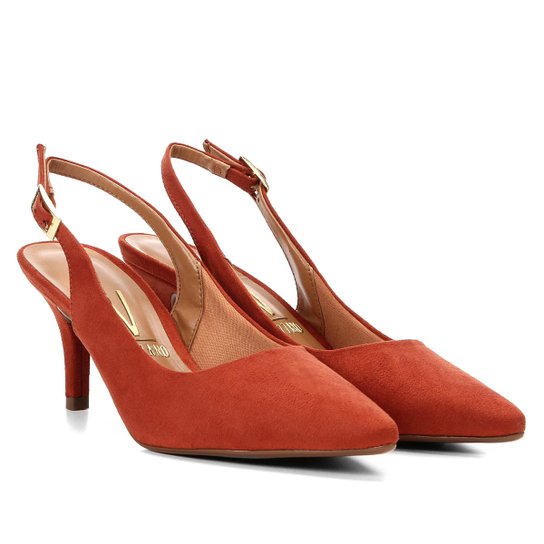 Scarpin Vizzano Salto Médio Bico Fino Slingback - Caramelo