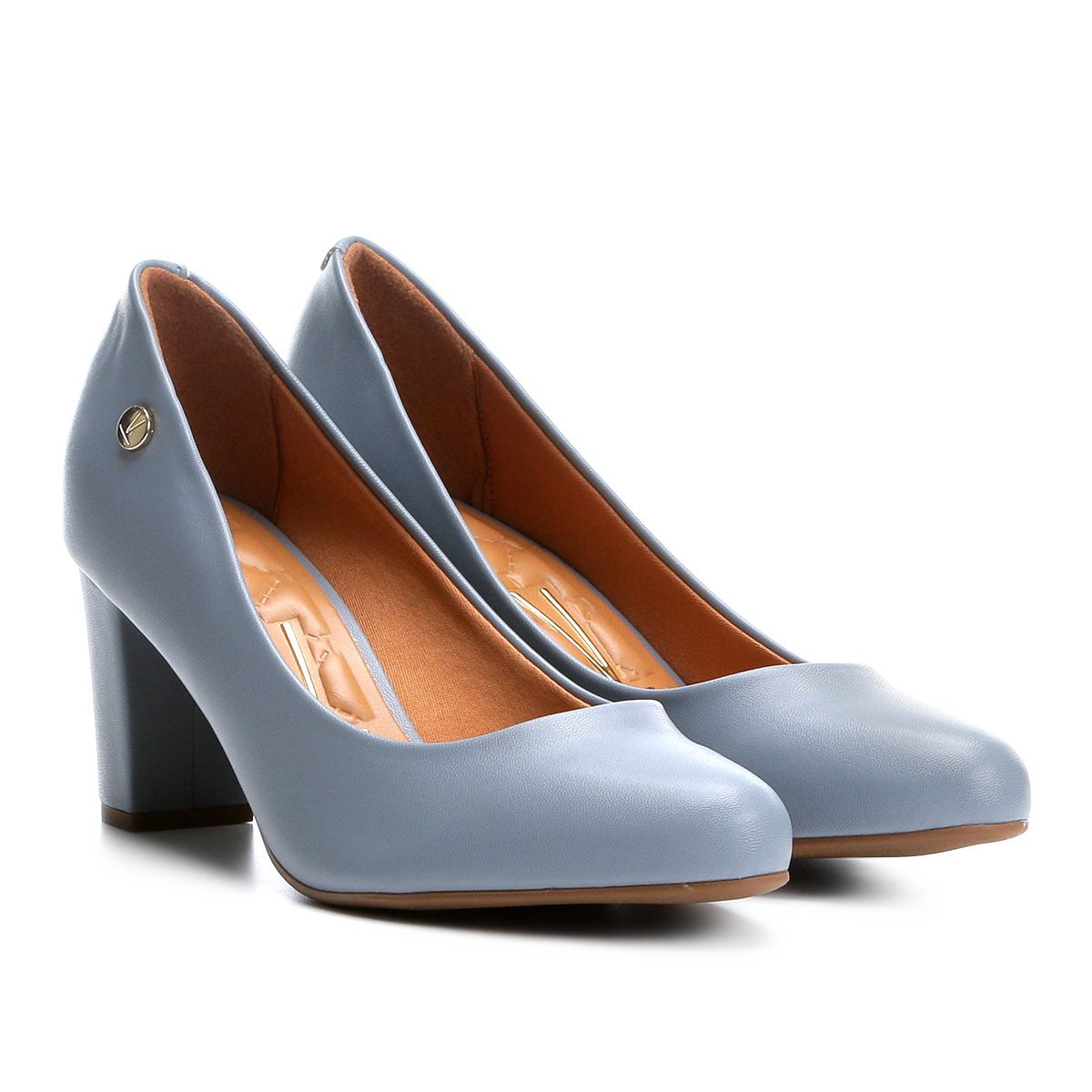 scarpin azul bico redondo