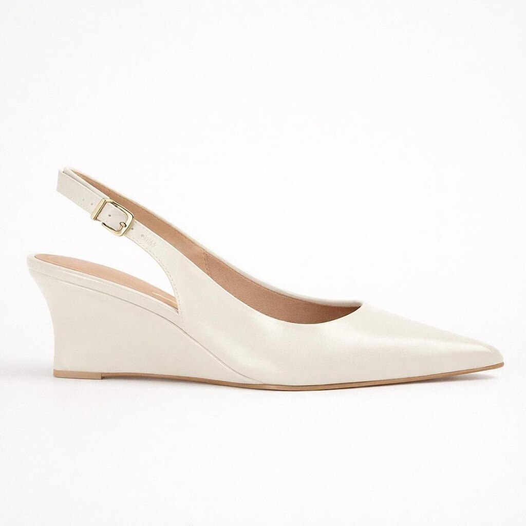 Scarpin Vizzano Slingback Anabela Off White
