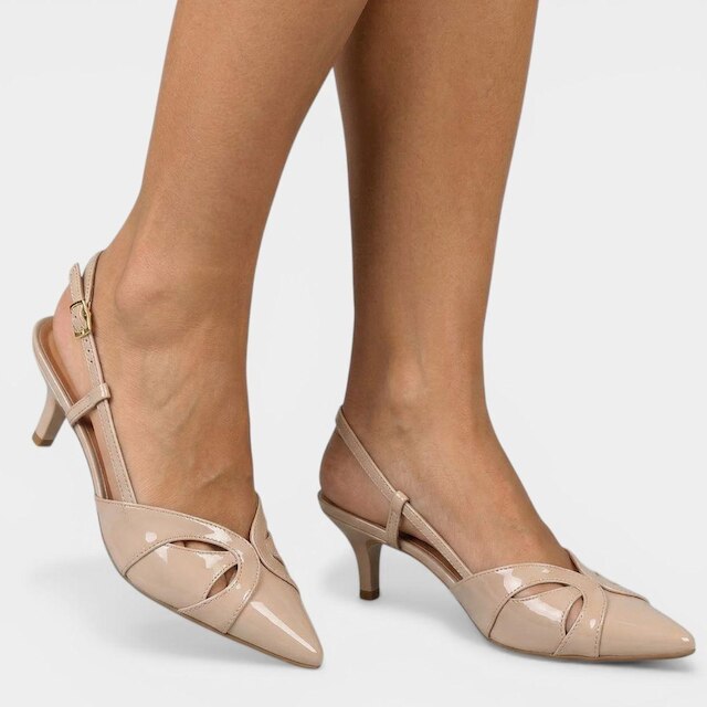 Scarpin Vizzano Slingback Bico Fino  Salto Baixo