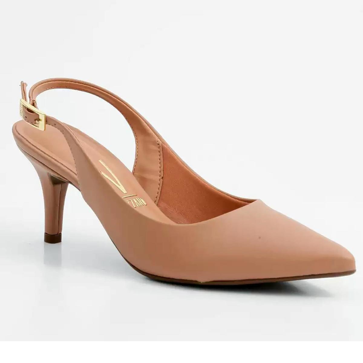 Scarpin Vizzano Slingback Salto Fino Médio - Nude - 39 Menor preço em Scarpin Vizzano Slingback Salto Fino Médio - Nude - 39